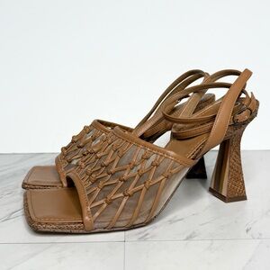 Sam Edelman Candice Square Toe Brown Heeled Sandal 8 1/2 M